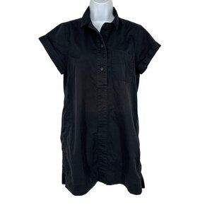 J. Crew Black Short-Sleeve Button-Down Tunic Shirt Dress Women's Size M